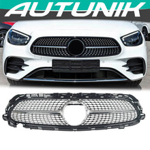 Silver Diamond Front Grille Grill For Mercedes-Benz E W213 Sedan 2021-2023 (AMG Sport Line & Avantgarde)