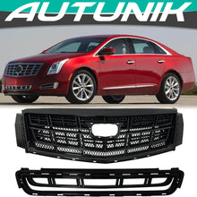 Black Front Upper Grille + Bumper Lower Grill For  Cadillac XTS 2013-2017 w/o Camera
