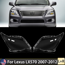 Pair Headlight Lens Covers for Lexus LX570 2007–2012 Replacement Head Lamp Shell Left & Right