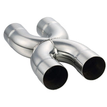 Stainless Steel Polished X-Pipe 2.5" Inlet Crossover Pipe, 2.5" Outlet, 12" Overall Length
