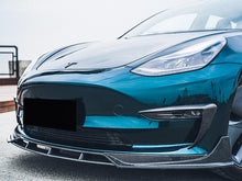 4pcs Carbon Fiber Look Front Bumper Lip Spoiler for Tesla Model 3