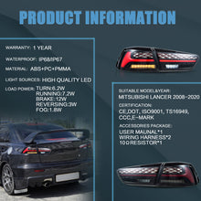 New Updated LED Tail lights Smoked For 2008-2020 Mitsubishi Lancer