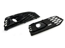 For 2017-2019 Audi A4 B9 S-line S4 Black Front Bumper Fog Light Grille Cover w/ ACC Caps