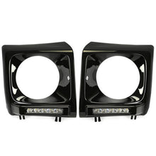 Black Headlight Bezel Pair For 1990-2018 Mercedes W463 G63 Wagon G500 w/ LED DRL