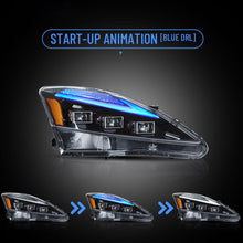 Left & Right LED Projector Headlights DRL for 2006–2014 Lexus IS250 IS350 ISF with Blue Start-up Animation