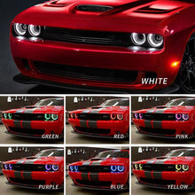 Pair RGB LED Headlights DRL For 2015-2022 Dodge Challenger Front Lamps