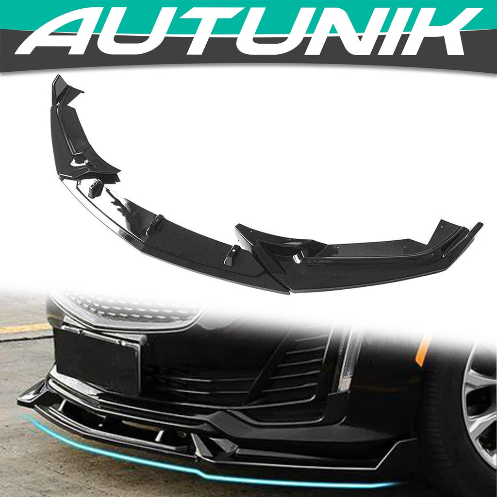 Advancetuning Gloss Black Front Bumper Lip Spoiler Splitter For 2020-2024 Cadillac CT5 Sedan – 3pc Kit