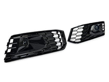 For 2017-2019 Audi A4 B9 S-line S4 Black Front Bumper Fog Light Grille Cover w/ ACC Caps
