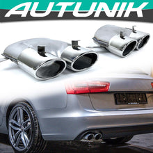 Silver/Black Exhaust Tips Tailpipe Upgrade For Audi A6 C7.5 2016 2017 2018