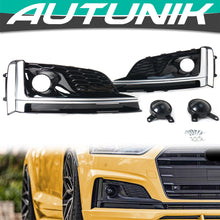 Left+Right Fog Light Grille Cover for Audi S5 / A5 S-Line 18-19 Black+Chrome