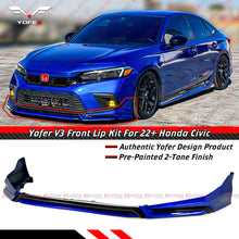 For 2022-2024 Honda Civic Yofer V3 Blk Aegean Blue Front Bumper Lip Splitter Kit