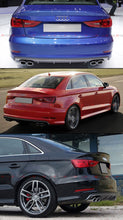 For 2013-2016 Audi A3 Non-Sline 8V Sedan S3 Style Quad Exhaust Shark Fin Rear Bumper Diffuser Valance