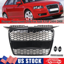 For 2005-2008 Audi A3 8P RS3 Style Front Grille Grill Gloss Black Honeycomb Mesh