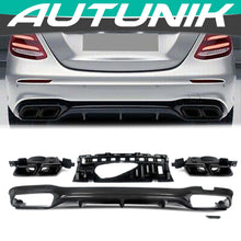 Carbon Look Diffuser w/ Black Tips for Mercedes W213 Sedan AMG 2017-2020