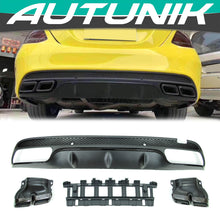 Rear Diffuser + Black Exhaust Tips For Mercedes W205 Sedan C250 C300 C450 C43 AMG 2015-2021