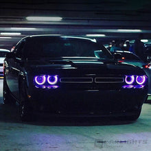 Pair RGB LED Headlights DRL For 2015-2022 Dodge Challenger Front Lamps