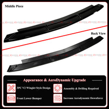 For 2022-2025 Mercedes Benz W206 C300 C43 AMG V2 B Style Gloss Black Front Bumper Lip Splitter