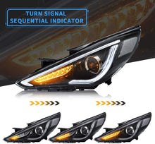 LED Projector Headlights For 2011- 2014 Hyundai Sonata W/Sequential LH+RH