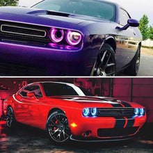 Pair RGB LED Headlights DRL For 2015-2022 Dodge Challenger Front Lamps