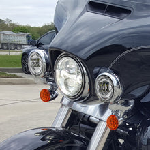 Chrome LED Spot Fog Passing Lights Lamp Turn Signals Bar Kit Fit for Harley Road King