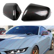 For 2024-2025 Ford Mustang Dry Carbon Fiber Side Mirror Cover Cap Overlay W/ Light