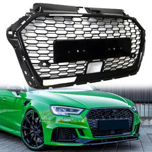 RS3 Style Badgeless Front Grille Gloss Black for 2017–2020 Audi A3 8V with ACC Cutout