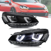 Pair LED Headlights For Volkswagen Golf 6 MK6 TSI TDI 2010-2014 W/Sequential Indicator