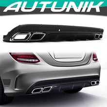 Rear Diffuser & Silver Exhaust Tips For Mercedes W205 Sedan C300 C450 C43 AMG 2015-2021 di4