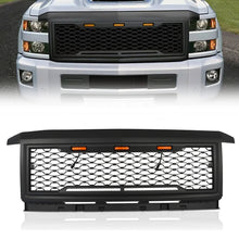 Matte Black Front Bumper Grille W/LED Lights For 2015-2018 Chevy Silverado 2500 3500