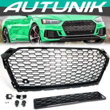 Gloss Black Badgeless Honeycomb Front Black Grille for Audi A5 S5 2017 2018 2019