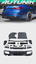 C63 Look Gloss Black Diffuser & Exhaust Tips For 2022-2025 Mercedes C-Class W206 C200 C300 C43 Sedan AMG Bumper