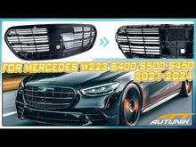 Gloss Black Front Bumper Grille for Mercedes W223 Sedan S400 S500 S450 S580 2021-2024