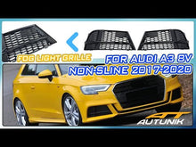 Black Front Fog Light Grill Cover for Audi A3 8V Non-Sline 2017-2020