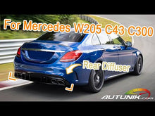 C63 Style Rear Diffuser & Black Exhaust For Mercedes W205 Sedan C250 C300 C450 C43 AMG Bumper Only
