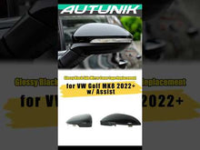 Gloss Black Mirror Caps for VW Golf 8 MK8 with Assist Light 2020–2025