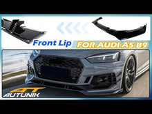 Glossy Black Front Bumper Lip for AUDI A5 B9 S-line F5 2021-2023