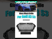 Gloss Black Front Bumper Grille Upper Grill Honeycomb for Audi A3 S3 2013 2014 2015 2016