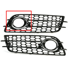 Fog Light Lamp Cover Grille Audi A4 B8 S-Line S4 Bumper 2009-2012 ( Black Honeycomb + Chrome Ring )
