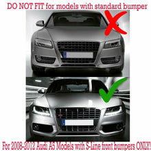 Black Front Fog Light Grille Cover for Audi A5 B8 8T S-line S5 2008-2012