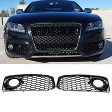 Black Front Fog Light Grille Cover for Audi A5 B8 8T S-line S5 2008-2012