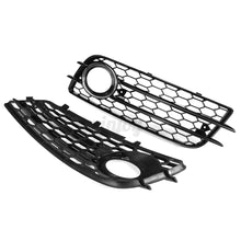 Fog Light Lamp Cover Grille Audi A4 B8 S-Line S4 Bumper 2009-2012 ( Black Honeycomb + Chrome Ring )