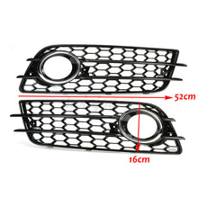 Fog Light Lamp Cover Grille Audi A4 B8 S-Line S4 Bumper 2009-2012 ( Black Honeycomb + Chrome Ring )