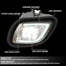 LED Fog Lights Chrome Housing w/ LED Halo For Freightliner Cascadia 2008-2017