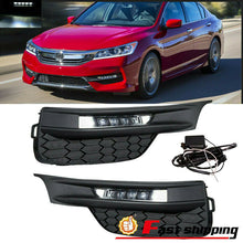 Front LED DRL Daytime Running Lights Fog Lamps+Wiring for Honda Accord Sedan 4Dr 2016-2017