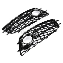 Fog Light Lamp Cover Grille Audi A4 B8 S-Line S4 Bumper 2009-2012 ( Black Honeycomb + Chrome Ring )