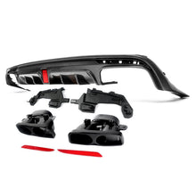 Carbon Look Rear Diffuser w/ Light + Black Exhaust Tips For Mercedes W222 Sedan AMG Pack 2013-2017
