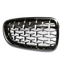 Gloss Black + Silver Diamond Front Kidney Grill for BMW 5-Series F10 Sedan 528i 535i 550i 2010-2016