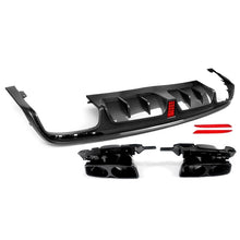 Carbon Look Rear Diffuser w/ Light + Black Exhaust Tips For Mercedes W222 Sedan AMG Pack 2013-2017