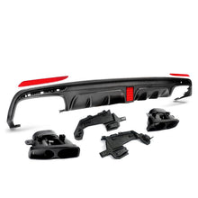 Carbon Look Rear Diffuser w/ Light + Black Exhaust Tips For Mercedes W222 Sedan AMG Pack 2013-2017