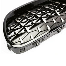 Gloss Black + Silver Diamond Front Kidney Grill for BMW 5-Series F10 Sedan 528i 535i 550i 2010-2016